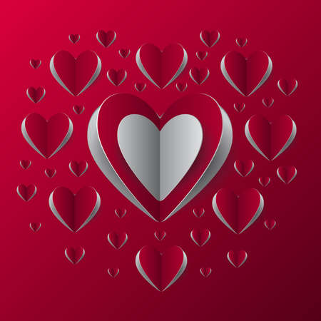 Illustration of valentines day card template with paper heart cutoutsのイラスト素材