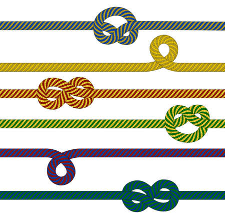 Illustration of woven ropes in various colors isolatedのイラスト素材