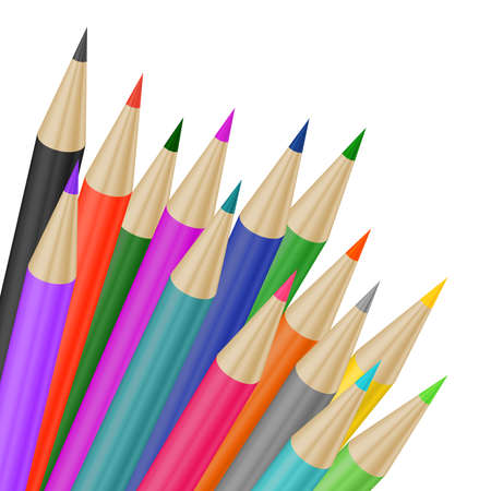 Illustration of bunch of pencils in various colors isolatedのイラスト素材