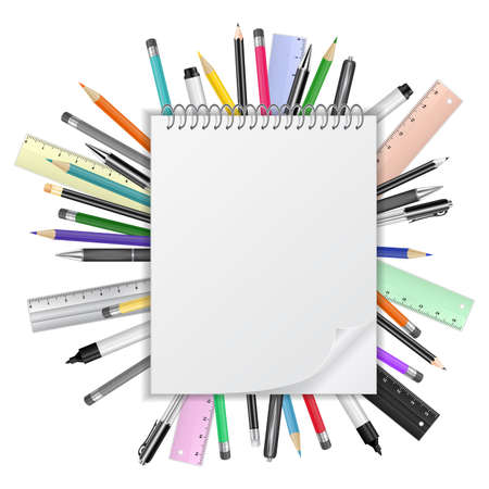 Illustration of stationary supplies for school and office isolatedのイラスト素材