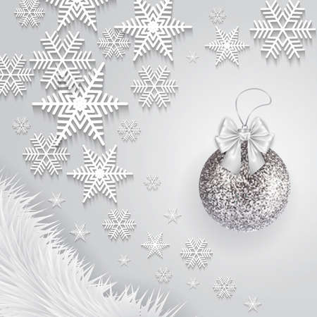 Illustration of abstract Christmas background with snowflakes and ballのイラスト素材