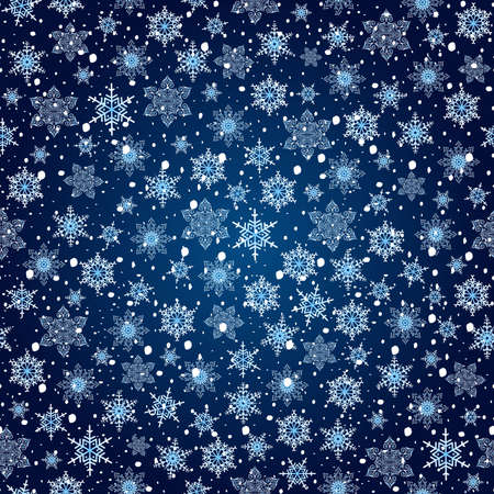 Illustration of seamless snowflake pattern in white and blue colorsのイラスト素材