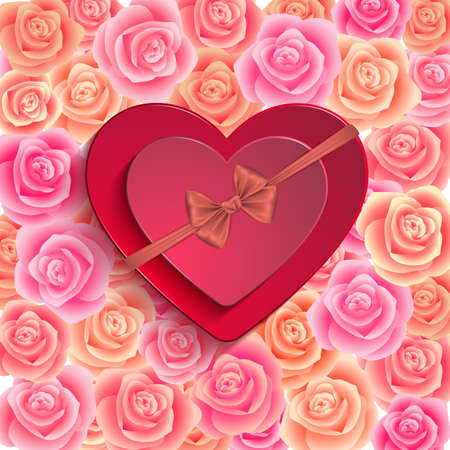 Illustration of template for wedding, greeting, invitation or valentines day card with hearts and rose backgroundのイラスト素材