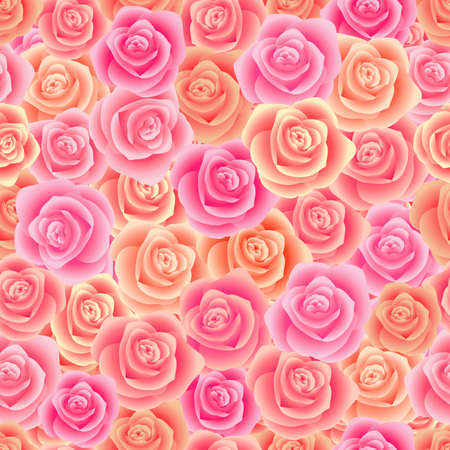 Illustration of seamless pattern from roses in pastel pink colorsのイラスト素材