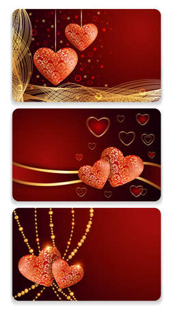 Illustration of valentines day card templates with lacy silky heartsのイラスト素材