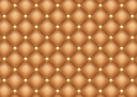 Illustration of brown leather upholstery background with gold buttonsのイラスト素材