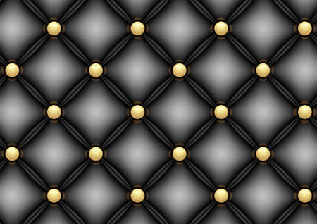 Illustration of black leather upholstery background with gold buttonsのイラスト素材