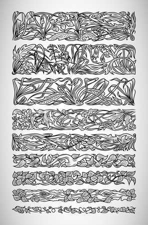 Illustration of floral design elements, dividers or bordersのイラスト素材