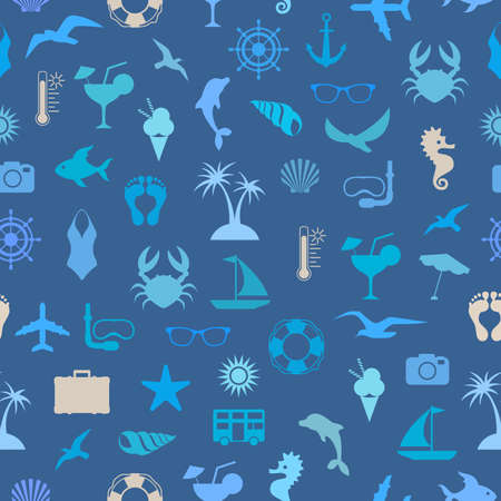 Illustration of seamless pattern with summer holiday symbols