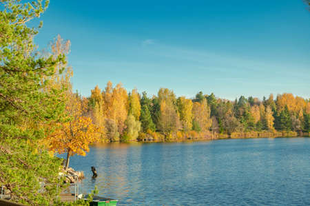 view of the Daugava river, Liepkalni, Latviaの写真素材