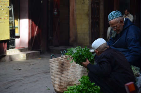 Marrakech, Morocco November 19, 2012. Herb seller in the Medina of Marrakechのeditorial素材