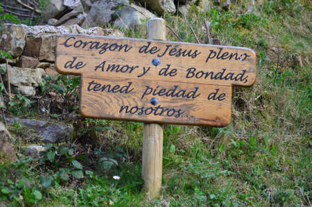 7/4/2014 San Sebastian de Garabandal. Cantabria. Spain. Sacred Heart posterのeditorial素材