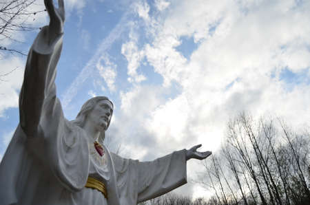 7/4/2014 San Sebastian de Garabandal. Cantabria. Spain. Sculpture of the Sacred Heartのeditorial素材