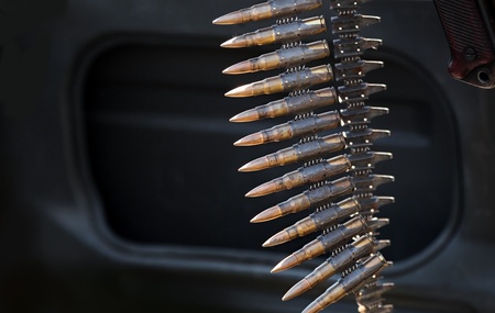 Ammunition for a machine gun mounted on a carの写真素材