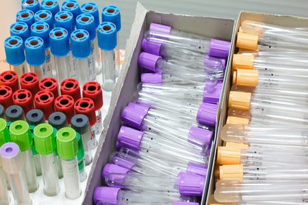 tubes for collecting blood samples in the labの写真素材