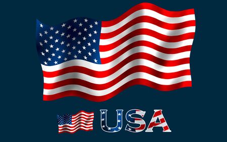 United States flag with USA text and copypace  US flag with USA text and Black spaceの写真素材
