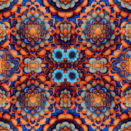 rapport pattern style with abstract rossettes random. Seamless pattern of mandalas flowers abstract for repeat background. Generative AIの素材