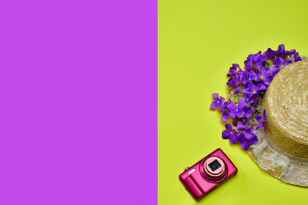 travel utensils of a womanの写真素材