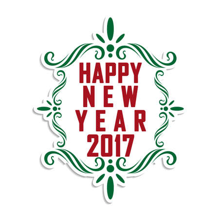 Happy New Year 2017 text design in an image. Vintage style. Merry Christmas greeting. Holiday card, banner.のイラスト素材