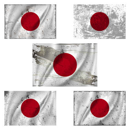 National flag of Great Japan. Attrition. Grunge texture.のイラスト素材