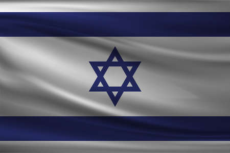 National flag of Israel. Wavy realistic clothのイラスト素材