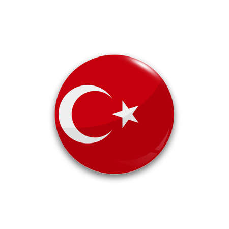 Round button national flag of Turkey with the reflection of light and shadow realistic. Icon country.のイラスト素材