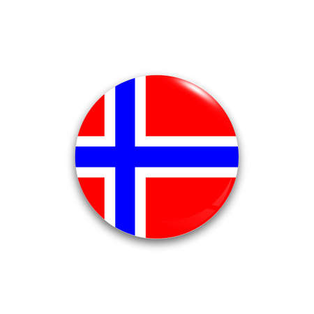 Round button national flag Norway of with the reflection of light and shadow realistic. Icon country.のイラスト素材