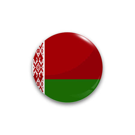 Round button national flag of Belarus with the reflection of light and shadow realistic. Icon country.のイラスト素材