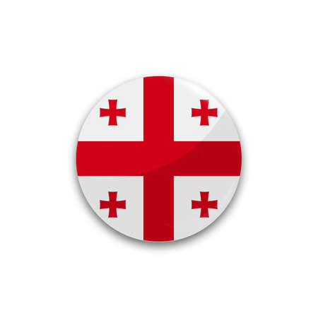 Round button national flag of Georgia with the reflection of light and shadow realistic. Icon country.のイラスト素材