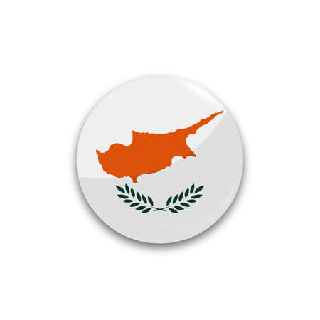 Round button national flag of Cyprus with the reflection of light and shadow realistic. Icon country.のイラスト素材