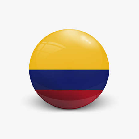 Realistic ball with flag of Colombia. Sphere with a reflection of the incident light with shadow.のイラスト素材