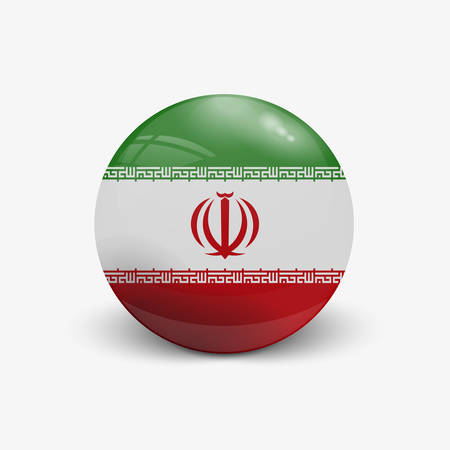 Realistic ball with flag of Iran. Sphere with a reflection of the incident light with shadow.のイラスト素材