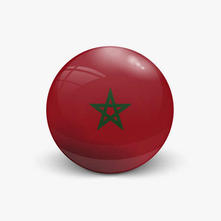 Realistic ball with flag of Morocco. Sphere with a reflection of the incident light with shadow.のイラスト素材