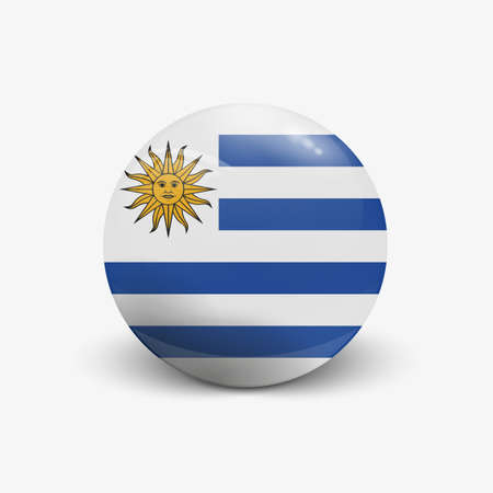 Realistic ball with flag of Uruguay. Sphere with a reflection of the incident light with shadow.のイラスト素材