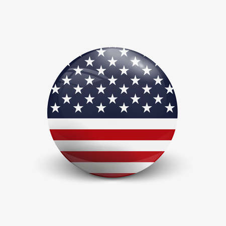 Realistic ball with flag of USA. Sphere with a reflection of the incident light with shadow.のイラスト素材
