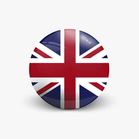 Realistic ball with flag of Great Britain with a reflection of the incident light with shadow.のイラスト素材