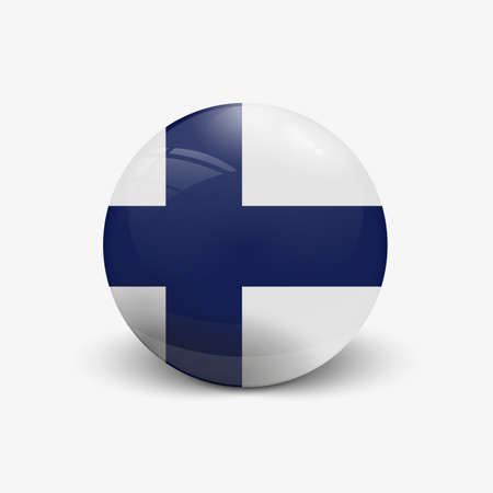 Realistic ball with flag of Finland. Sphere with a reflection of the incident light with shadow.のイラスト素材