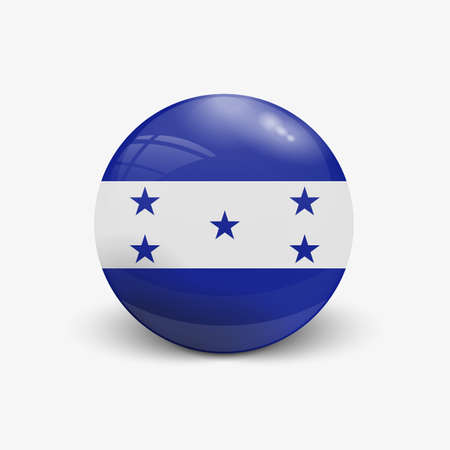 Realistic ball with flag of Honduras. Sphere with a reflection of the incident light with shadow.のイラスト素材