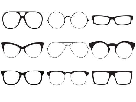 Set of vector outlines of sunglasses.のイラスト素材