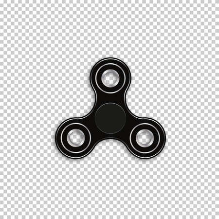 Realistic vector illustration of a black spinner on a transparent background. Toy for calm and relaxation.のイラスト素材