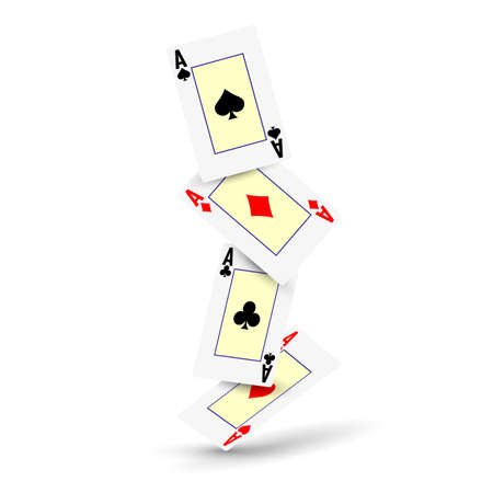 Falling four aces on a white background. Vector illustration.のイラスト素材