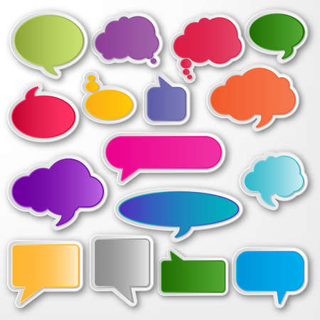 Set of blank empty colorful speech bubbles. Different design and color of comic bubble cloud collection.のイラスト素材