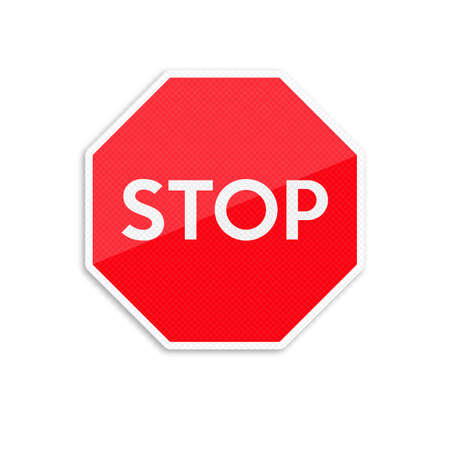 Stop sign in the octagon on white background.のイラスト素材