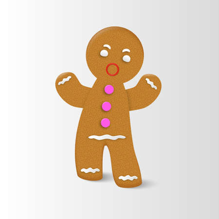 Gingerbread man Christmas cookie character with realistic shadow.のイラスト素材