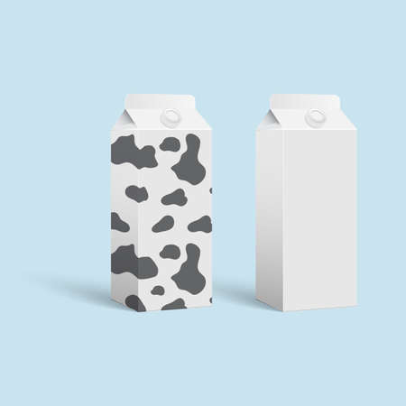 Vector layout of milk packaging. Mockup pack of milk. Vector illustration.のイラスト素材