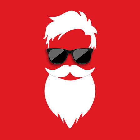 Happy New Year and Merry Christmas. Santa Claus with fashionable haircut in dark hipster sunglasses. Vector illustration.のイラスト素材