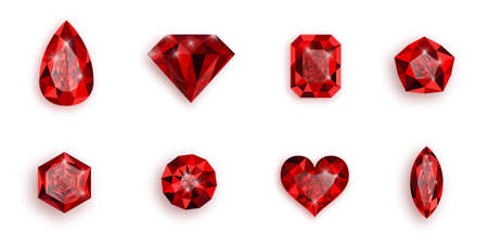 Set of red gemstones. Vector illustration of rubies.のイラスト素材