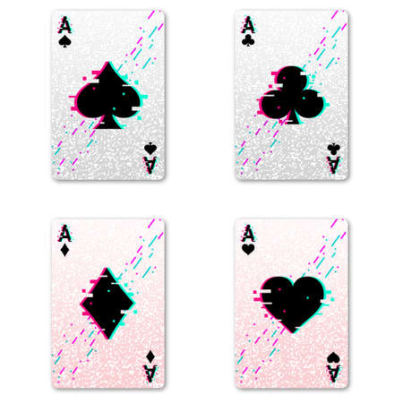 Set four aces for playing poker and casino. Ace of spades, diamonds, hearts and clubs. Modern design...