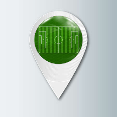 Pointer with sign for stadium and sport arena. A tag to indicate the location. Realistic vector illustration.のイラスト素材