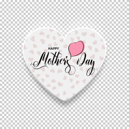 Happy mother's day. White box in the shape of heart. Gift box mock up model 3D top view with shadow. Vector illustration.のイラスト素材